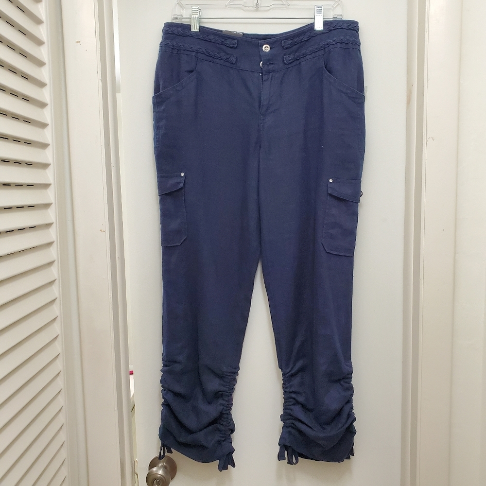 INC Vivacity Deep Twilight 100% Linen Pants